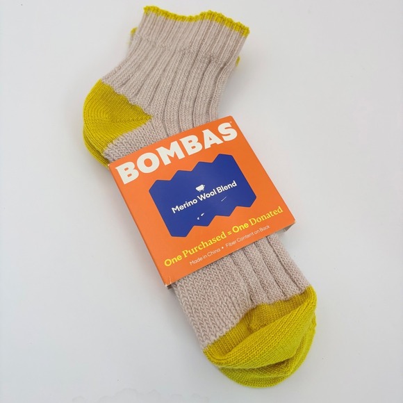 Bombas Other - Bombas Medium Merino Wool Blend Quarter Socks Midweight Tan Yellow NEW